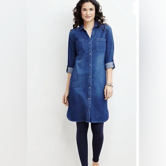J. Jill Dresses & Skirts - #480 J. Jill Dark Blue Denim Button-Up Midi Dress. Perfect Condition